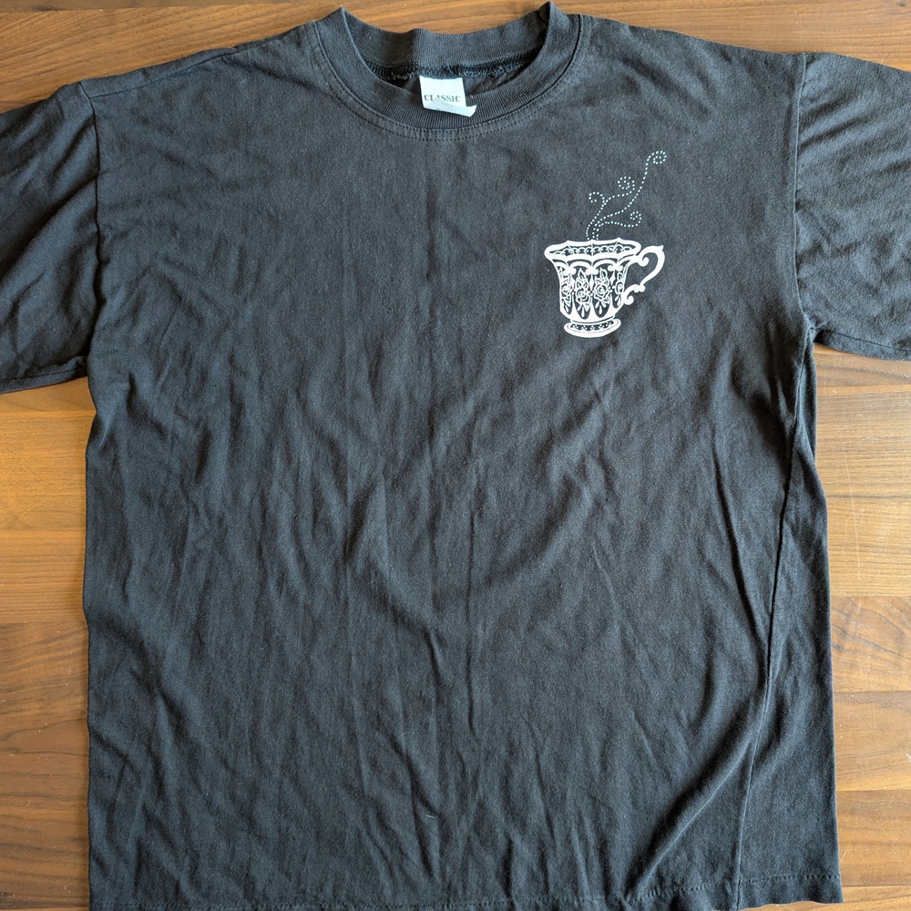 Vintage Single Stitch Made In Australia Front Back Graphic Black T-shirt Size XL
